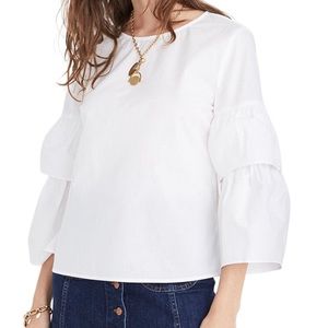Madewell Tiered Sleeve Poplin Top Bell Sleeve XS